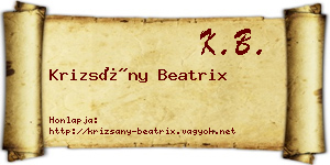 Krizsány Beatrix névjegykártya