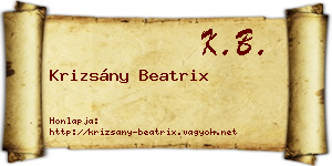 Krizsány Beatrix névjegykártya